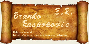 Branko Raspopović vizit kartica